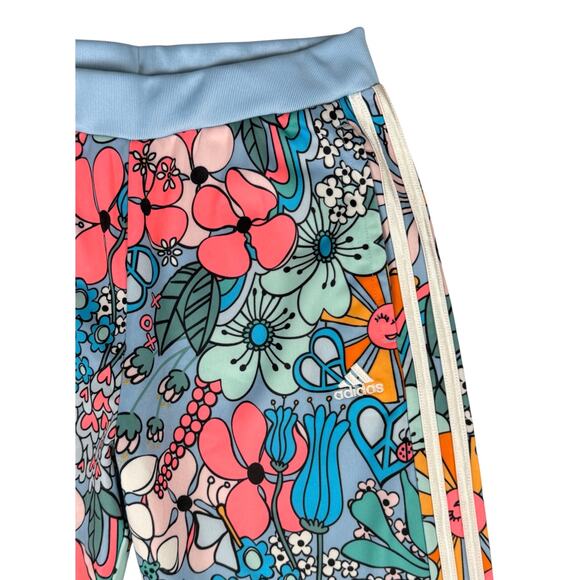 Adidas Floral Track Pant Joggers Blue Clear Sky Girls XL (16) Retro Athletic - Picture 4 of 11